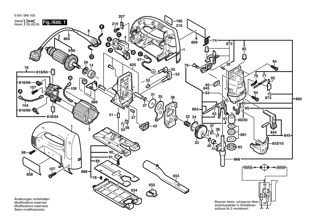 Bosch GST 100 B / 0601589150 / I 230 Volt Spare Parts
