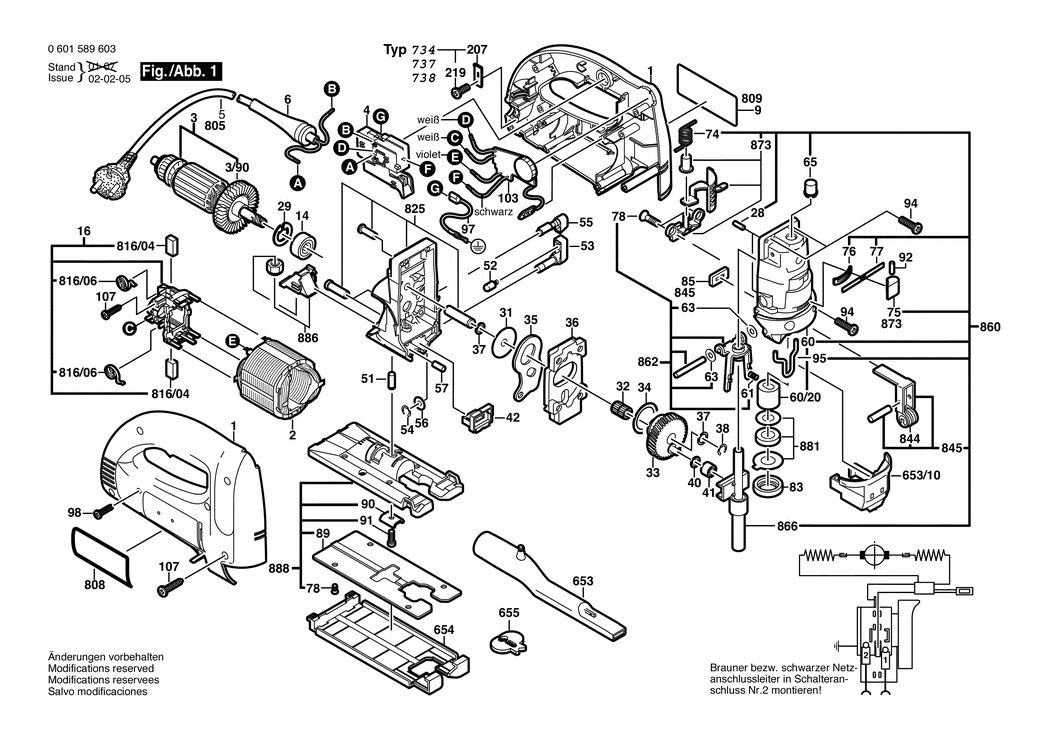 Bosch GST 100 BCE / 0601589603 / EU 230 Volt Spare Parts