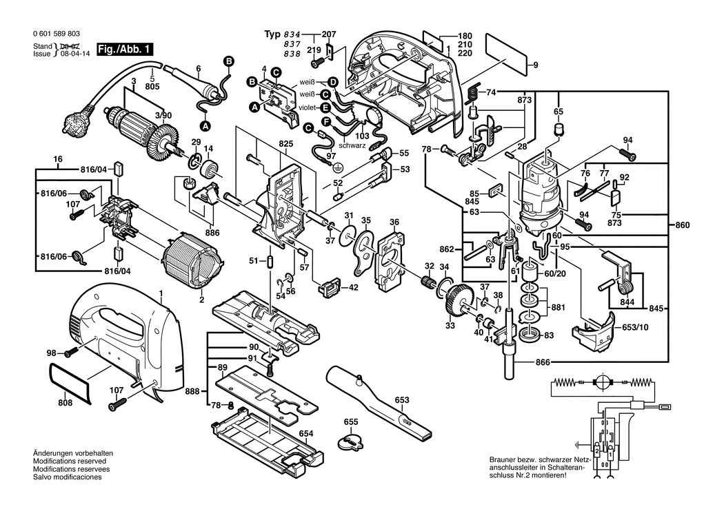 Bosch GST 100 BCE / 0601589803 / EU 230 Volt Spare Parts