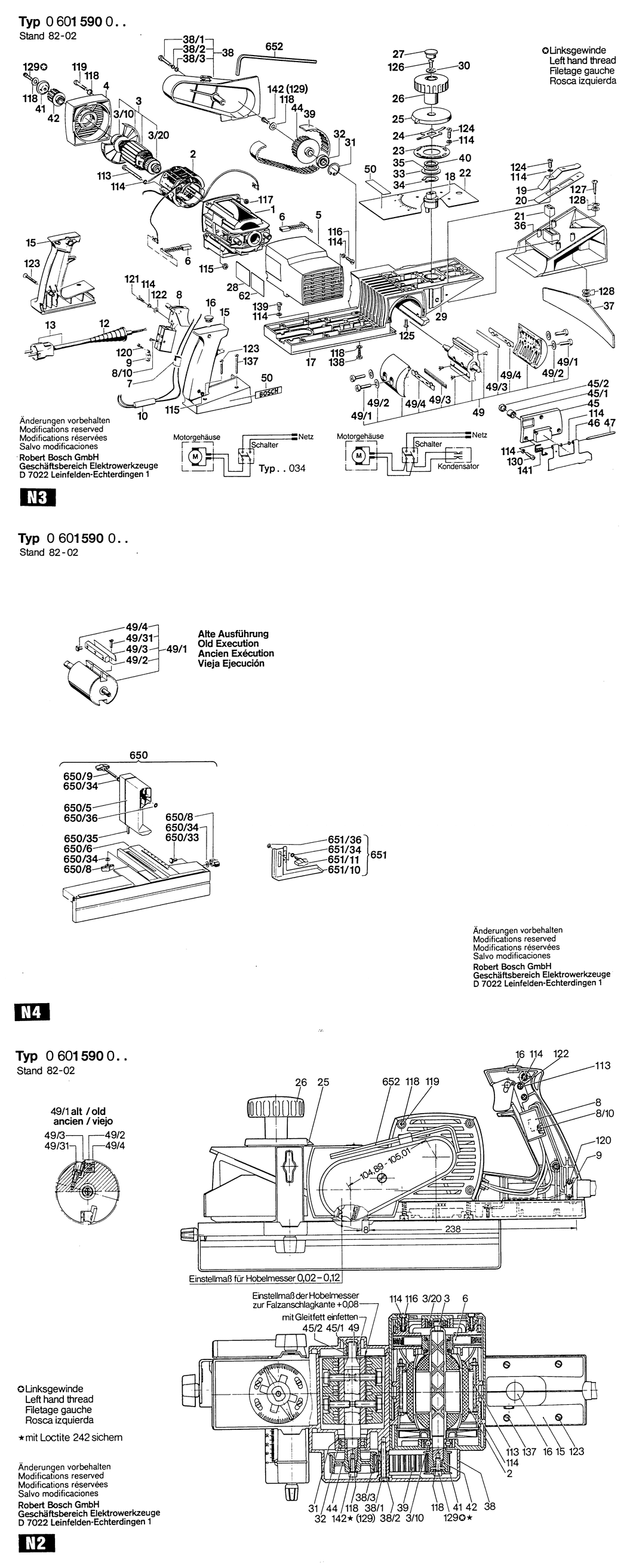 Bosch ---- / 0601590001 / EU 220 Volt Spare Parts