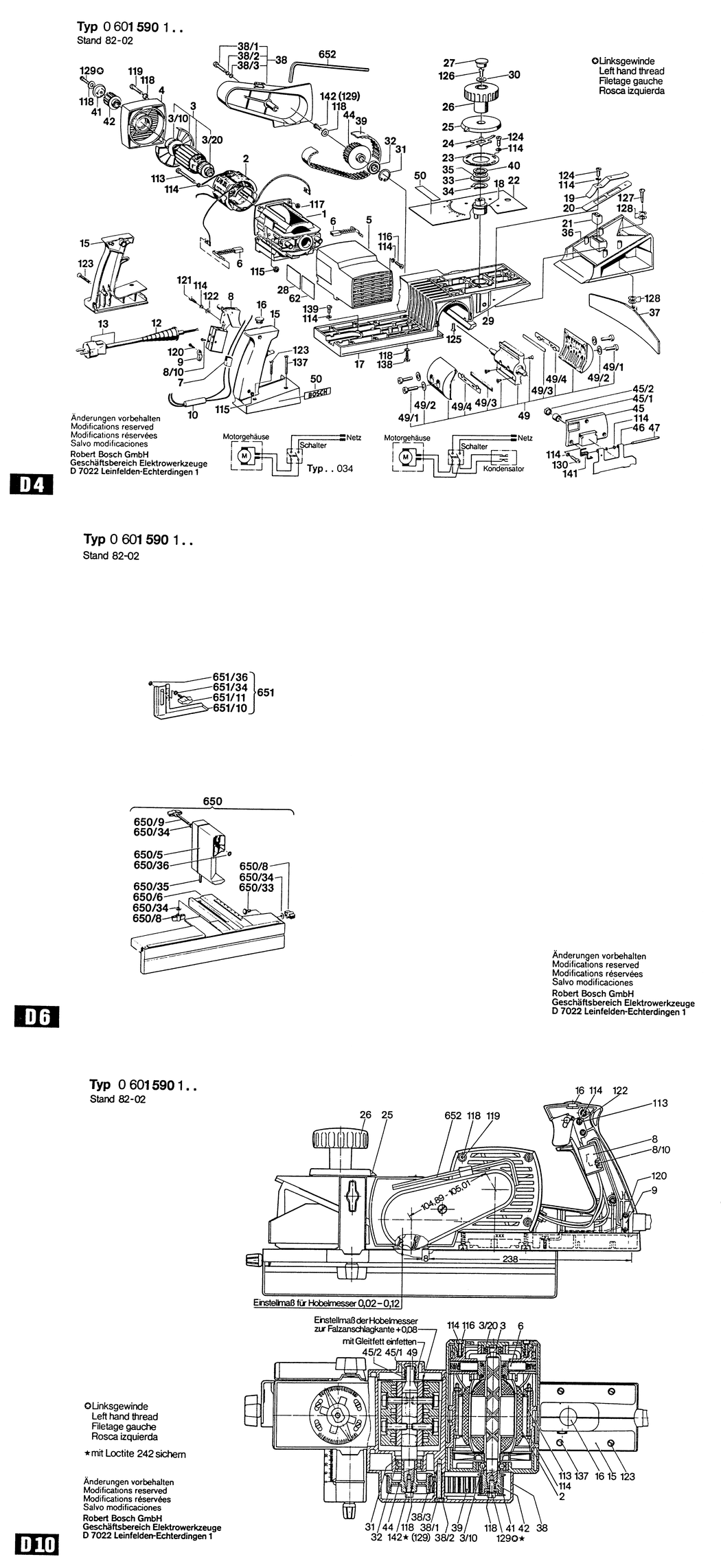 Bosch ---- / 0601590150 / I 220 Volt Spare Parts