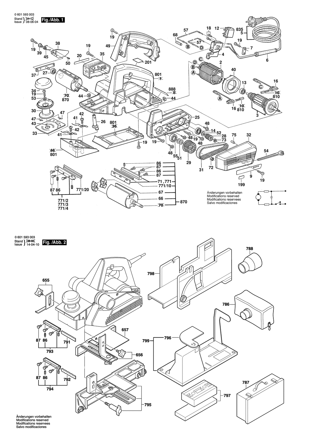 Bosch GHO 31-82 / 0601593032 / CH 220 Volt Spare Parts