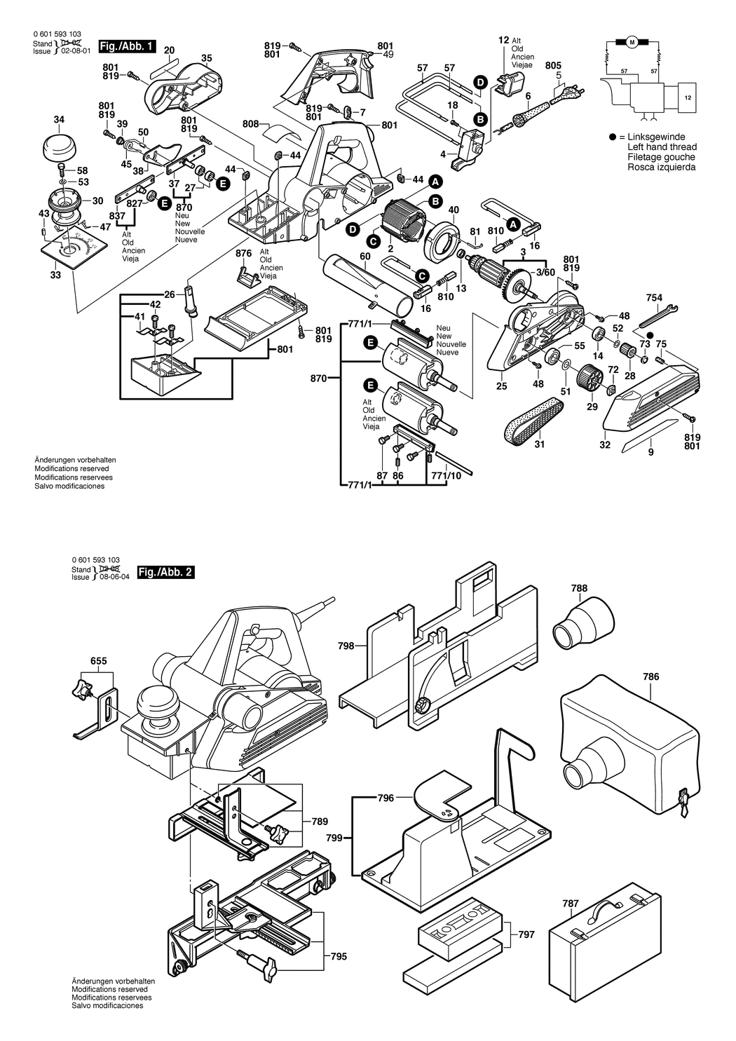 Bosch GHO 31-82 / 0601593103 / EU 230 Volt Spare Parts