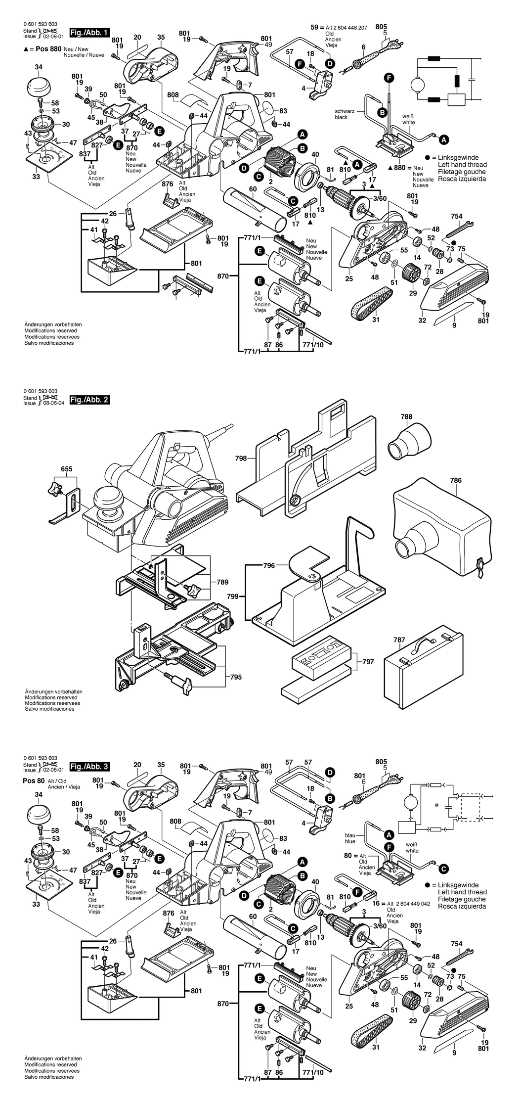 Bosch GHO 36-82 C / 0601593632 / CH 230 Volt Spare Parts