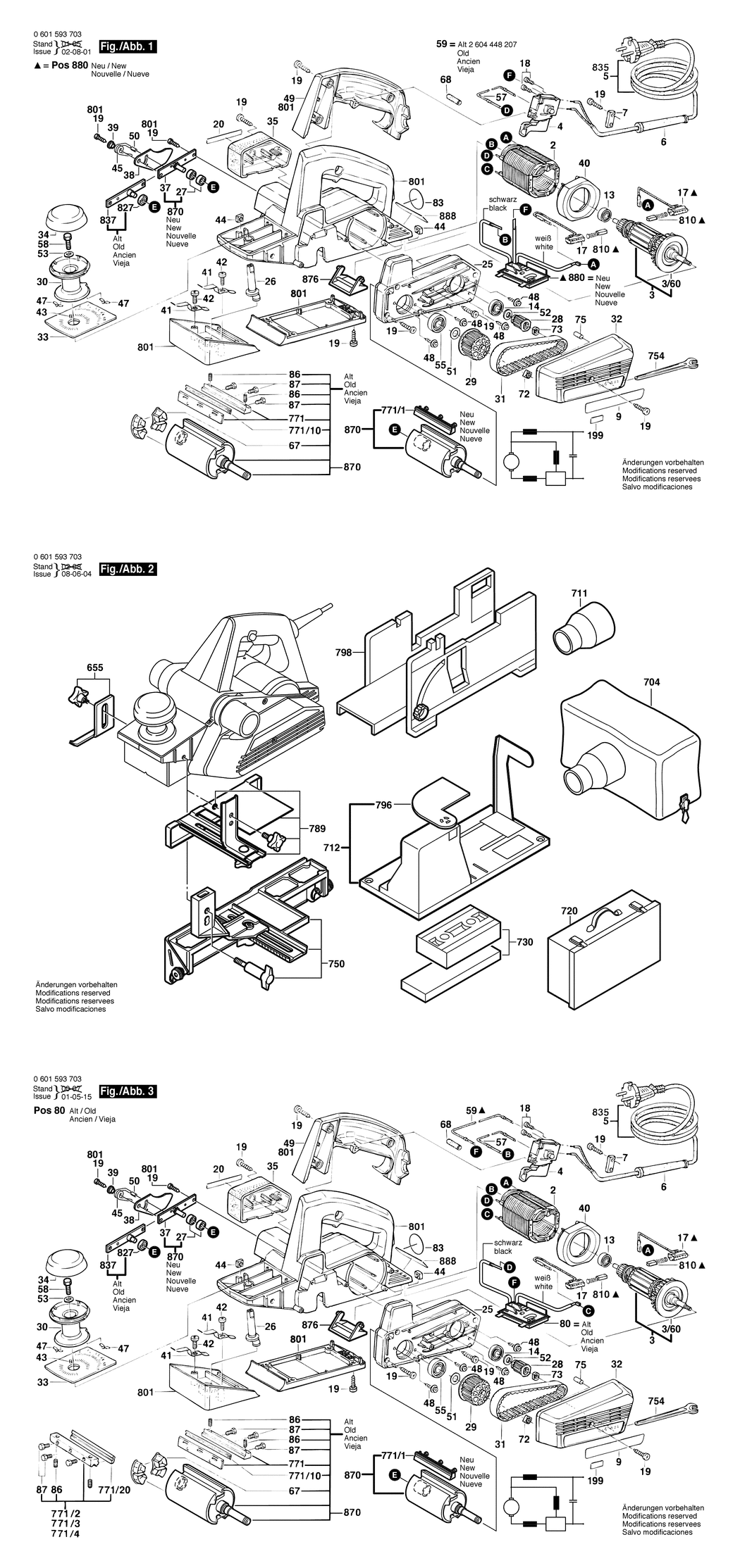 Bosch GHO 36-82 C / 0601593703 / EU 220 Volt Spare Parts