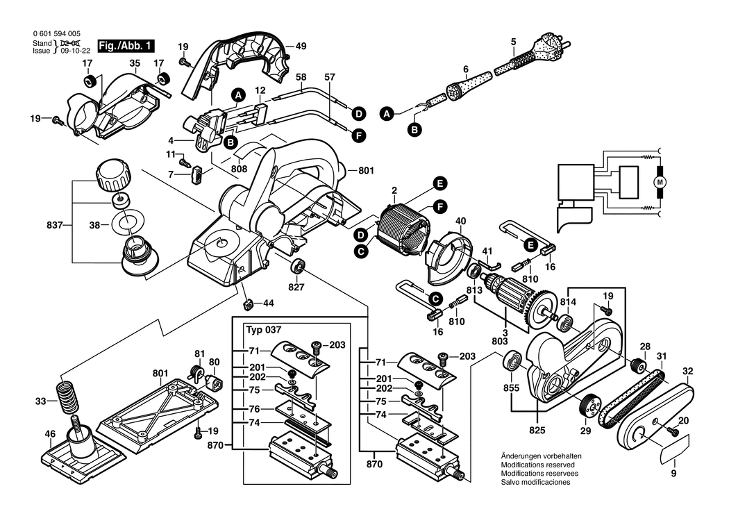 Bosch GHO 10-82 / 0601594050 / I 230 Volt Spare Parts