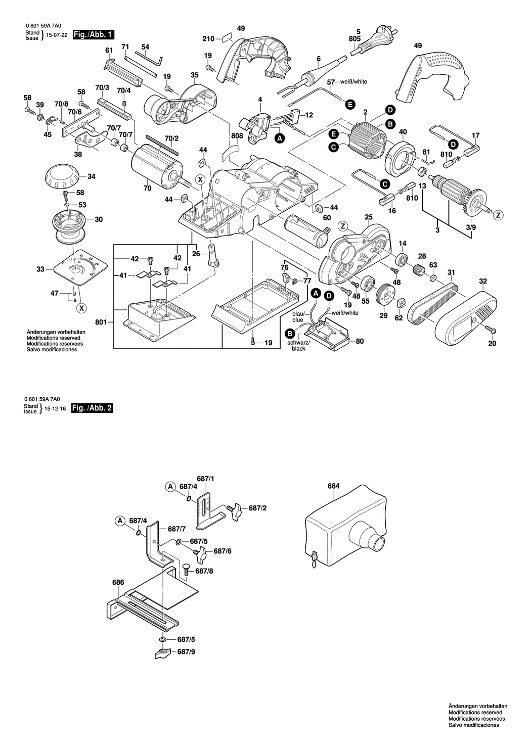 Bosch GHO 40-82 C / 060159A7A0 / EU 230 Volt Spare Parts