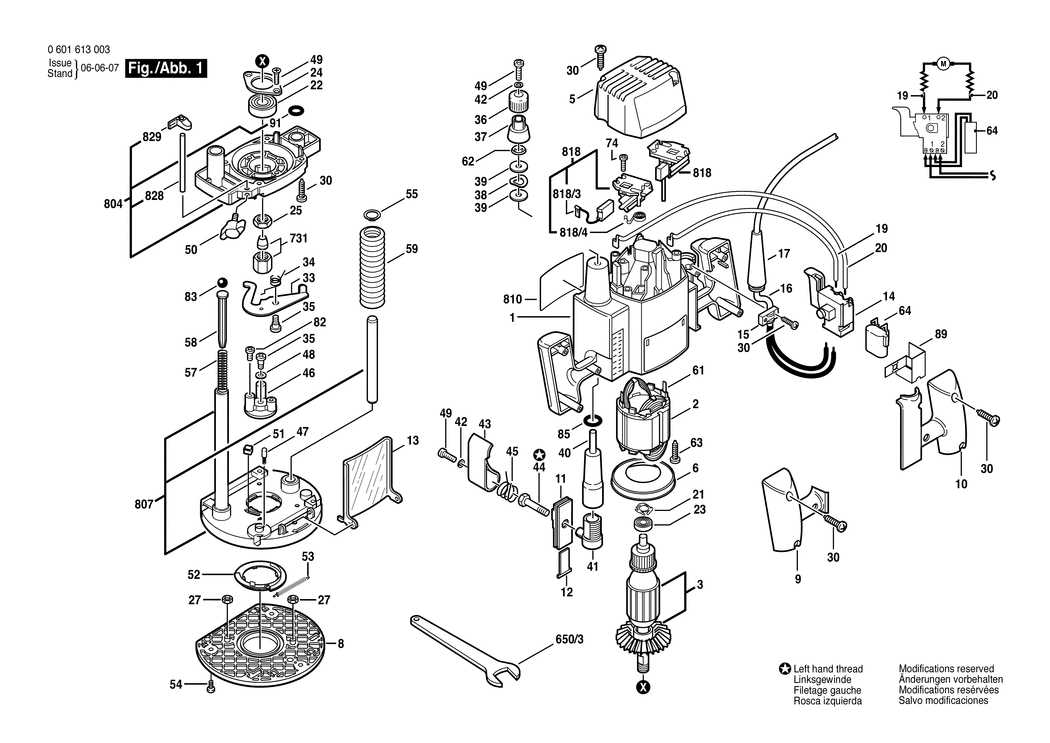 Bosch GOF 1200 A / 0601613042 / GB 240 Volt Spare Parts