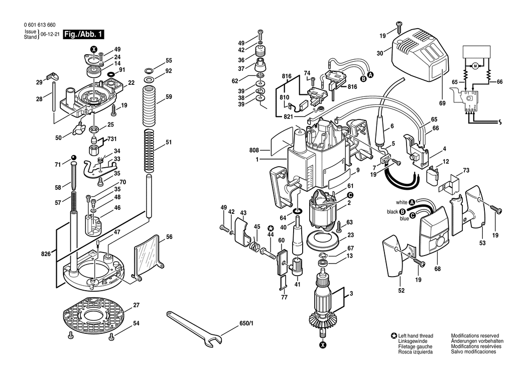Bosch GOF 1300 CE / 0601613662 / CH 230 Volt Spare Parts