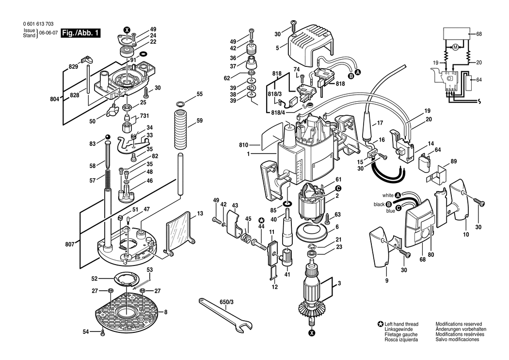 Bosch GOF 1300 ACE / 0601613742 / GB 240 Volt Spare Parts