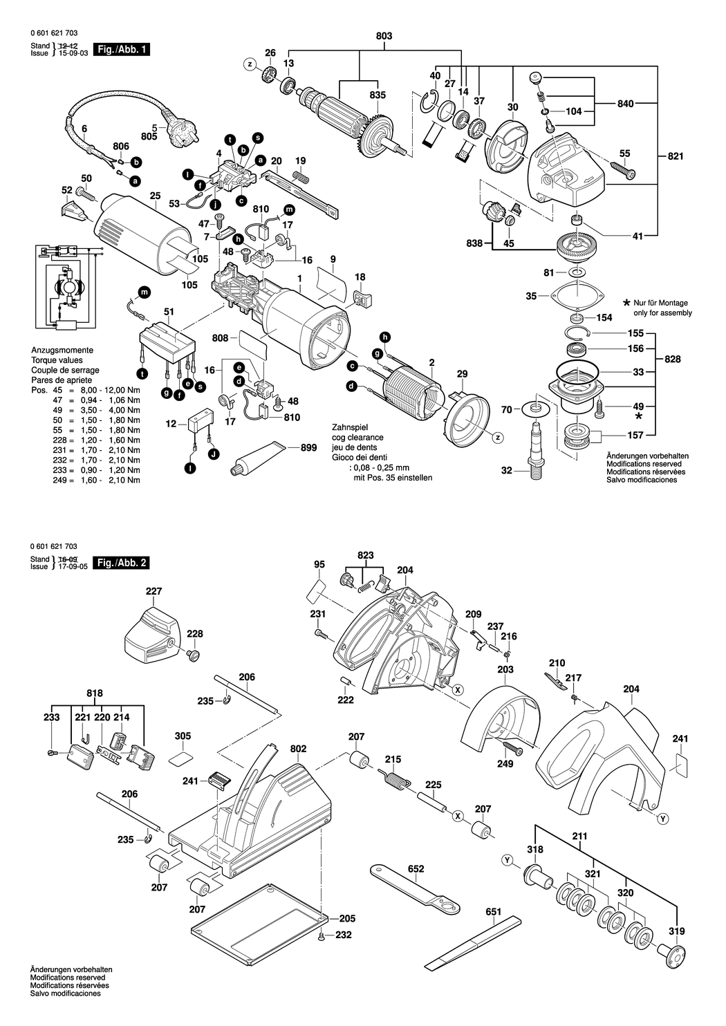 Bosch GNF 35 CA / 0601621732 / CH 230 Volt Spare Parts