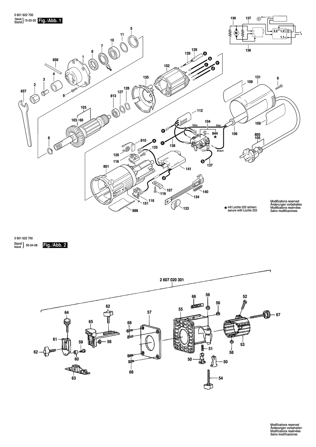 Bosch GKF 600 CE / 0601622730 / CH 230 Volt Spare Parts