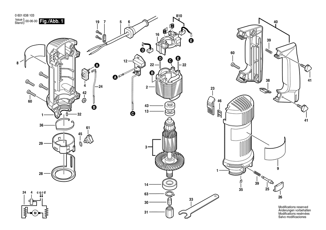 Bosch ROTOCUT / 0601638141 / GB 110 Volt Spare Parts