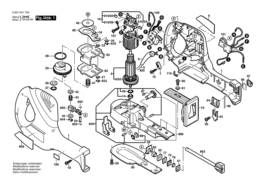 Bosch GSA 800 PE / 0601641703 / EU 230 Volt Spare Parts