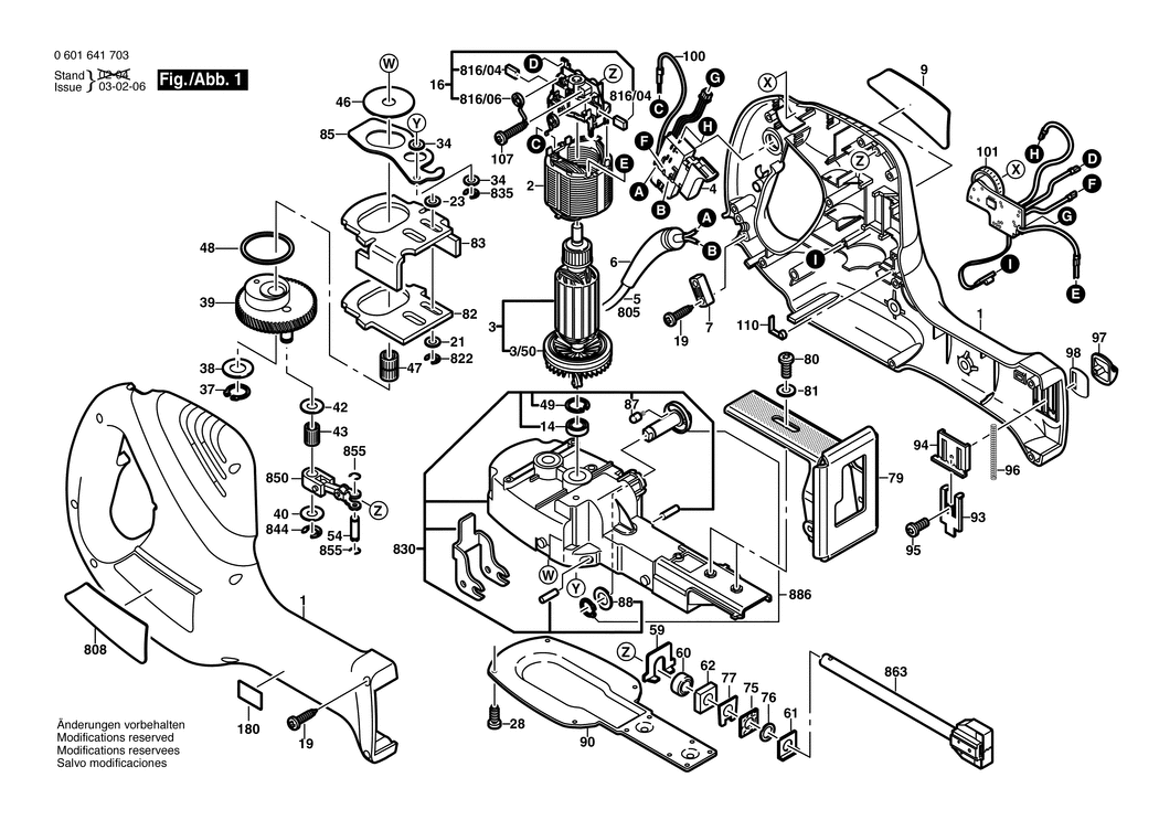 Bosch GSA 800 PE / 0601641742 / GB 230 Volt Spare Parts