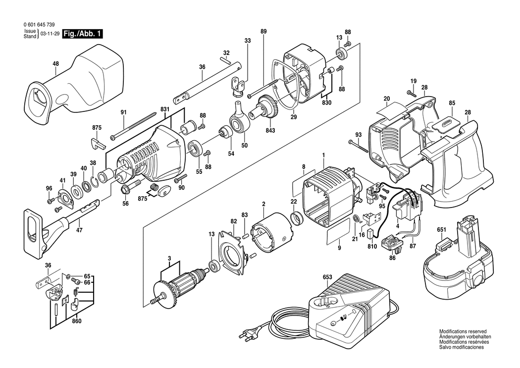 Bosch GSA 24 VE / 0601645742 / GB 24 Volt Spare Parts