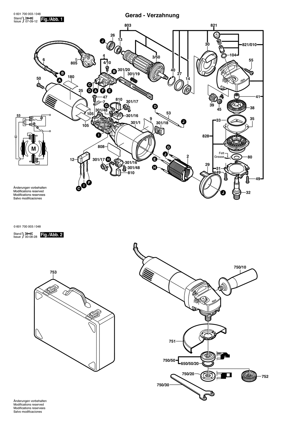 Bosch GWS 7-115 / 0601700003 / EU 230 Volt Spare Parts