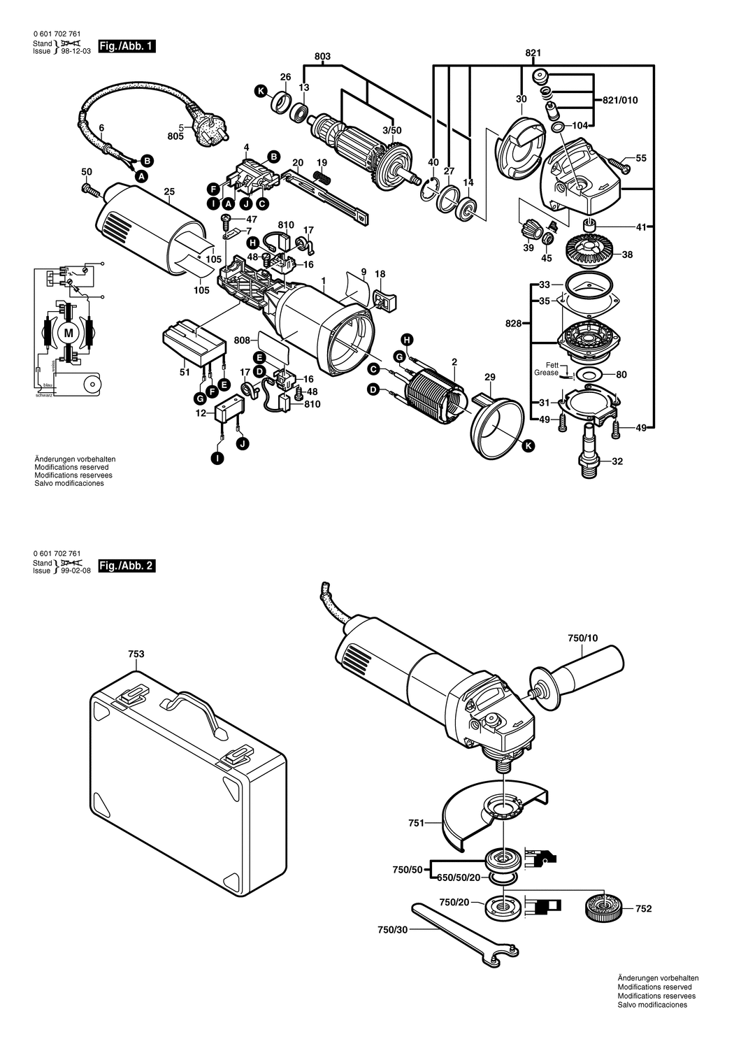 Bosch BWS 10-125 C / 0601702761 / EU 230 Volt Spare Parts