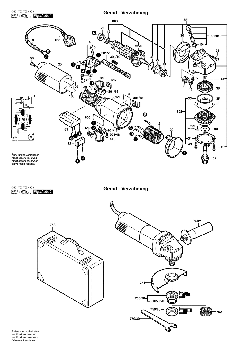 Bosch GWS 10-125 CE / 0601703703 / EU 230 Volt Spare Parts