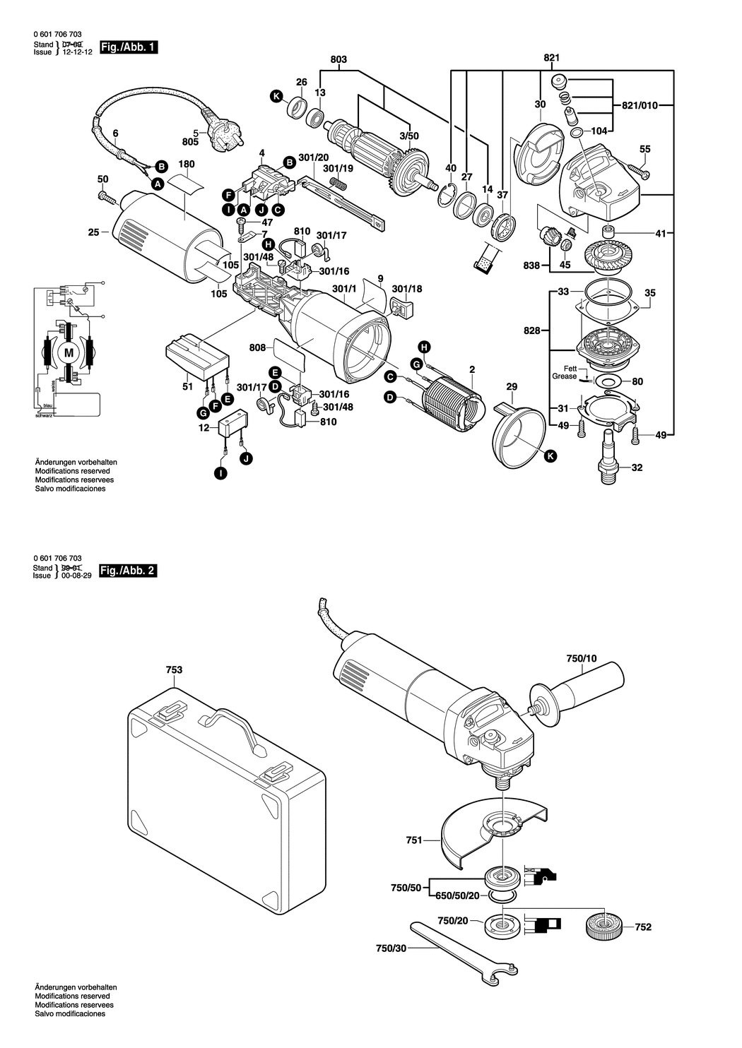 Bosch GWS 14-150 C / 0601706732 / CH 230 Volt Spare Parts