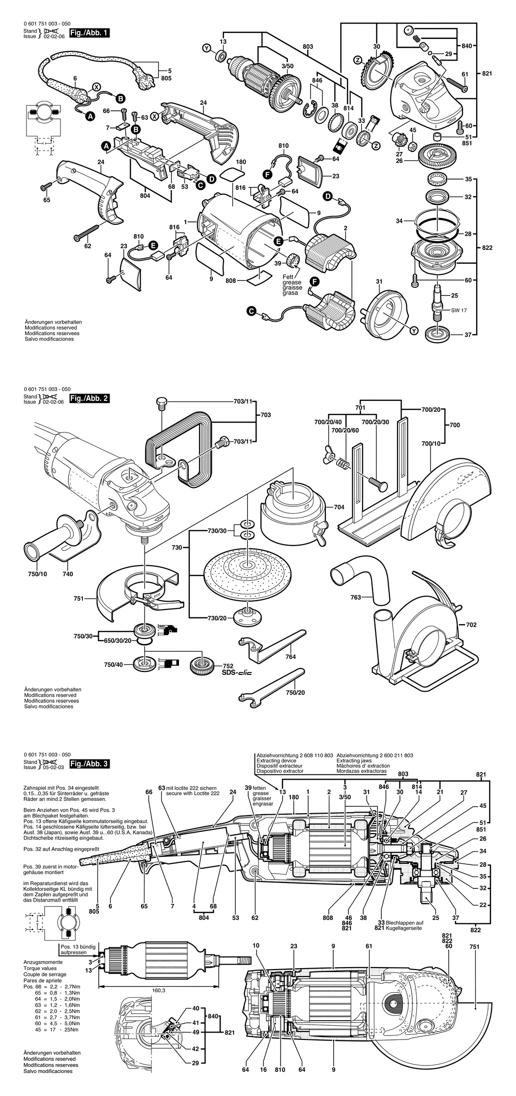 Bosch GWS 20-180 / 0601751003 / EU 230 Volt Spare Parts