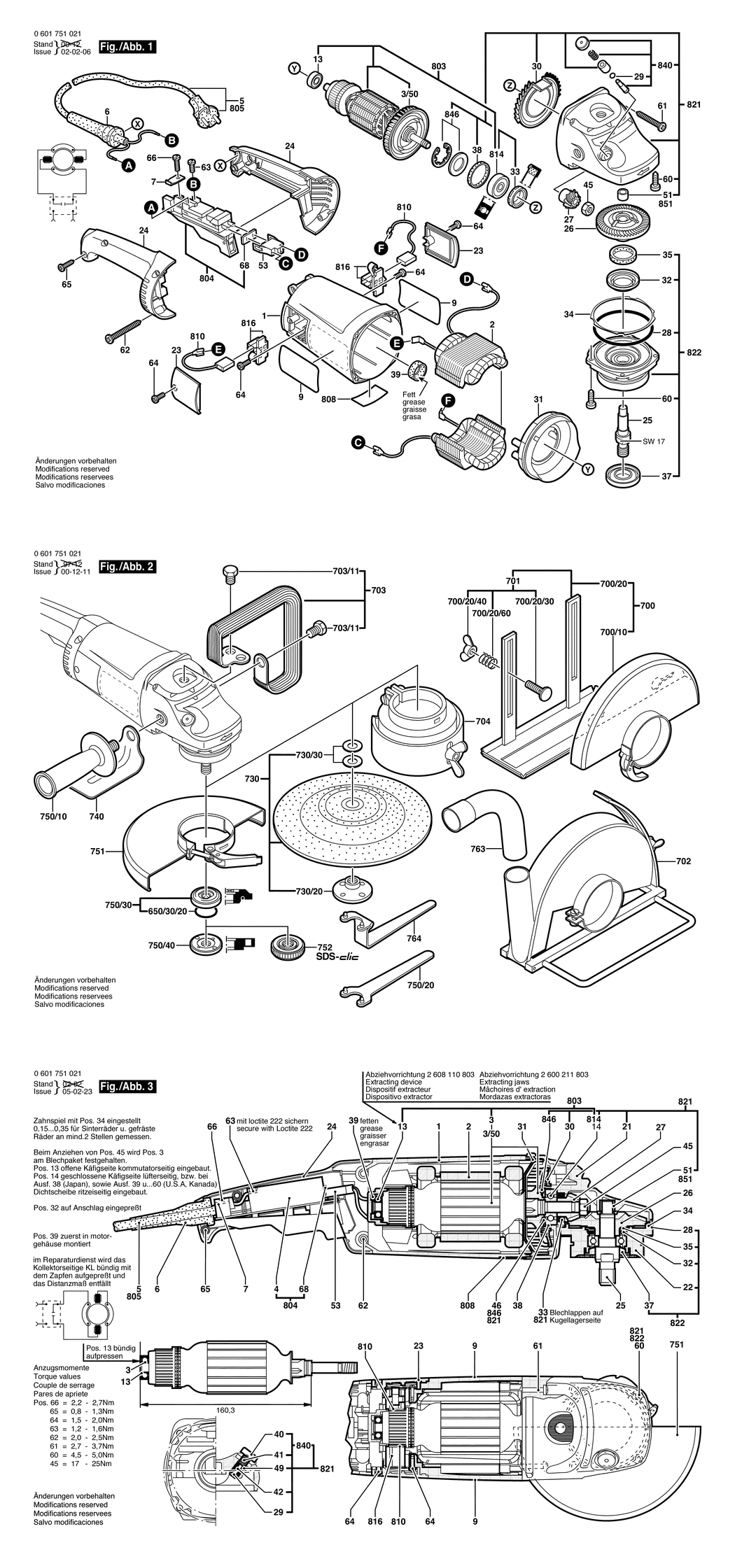 Bosch GWS 20-180 / 0601751021 / I 230 Volt Spare Parts