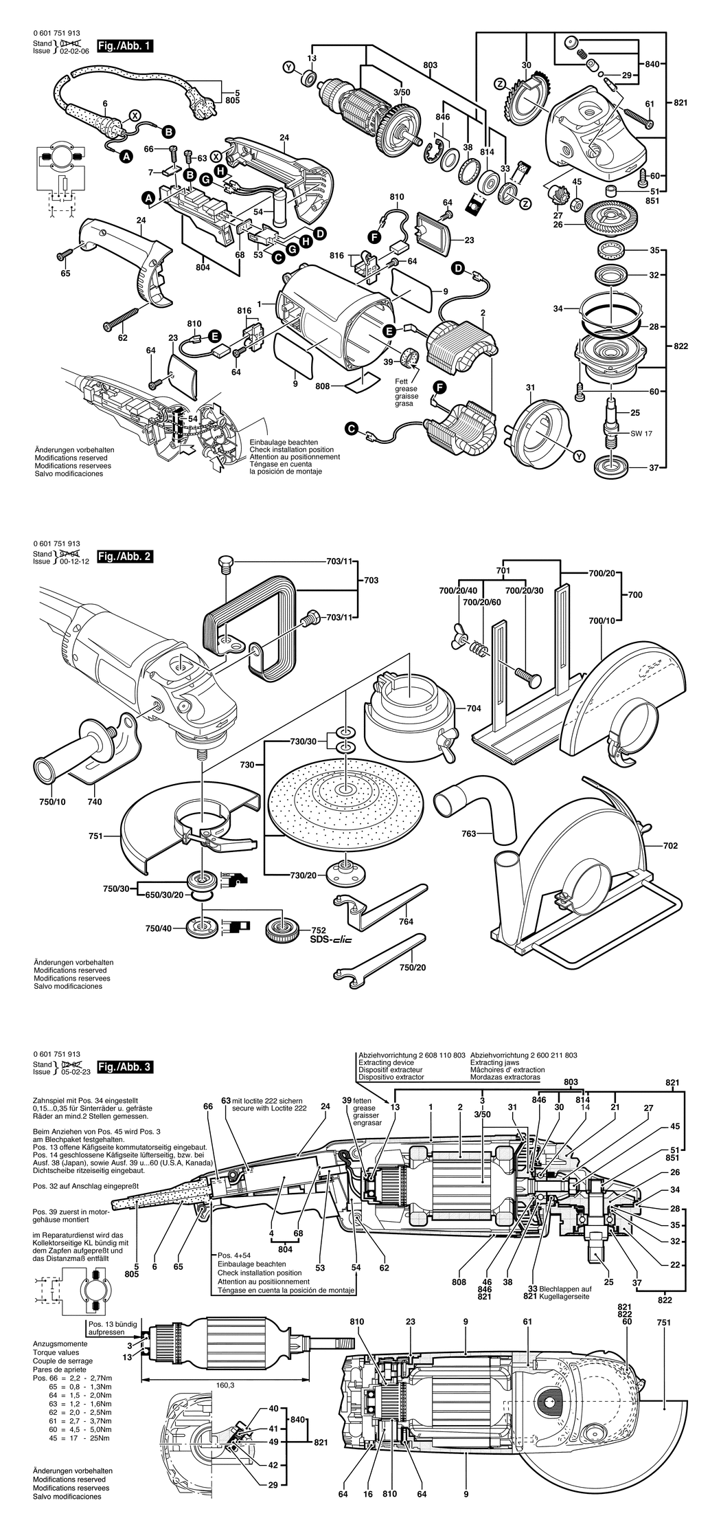 Bosch GWS 20-180 J / 0601751913 / EU 230 Volt Spare Parts