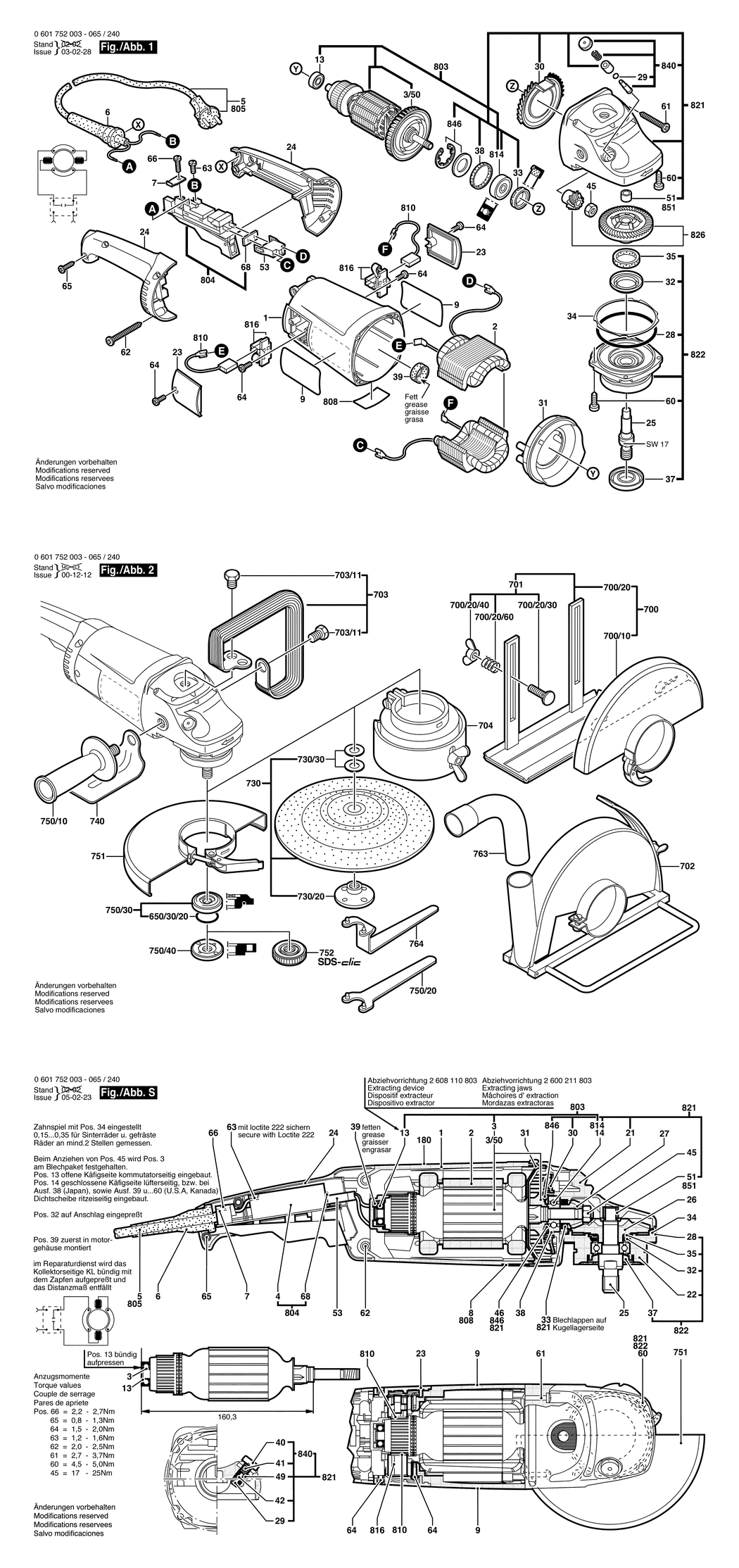 Bosch GWS 20-230 / 0601752003 / EU 230 Volt Spare Parts