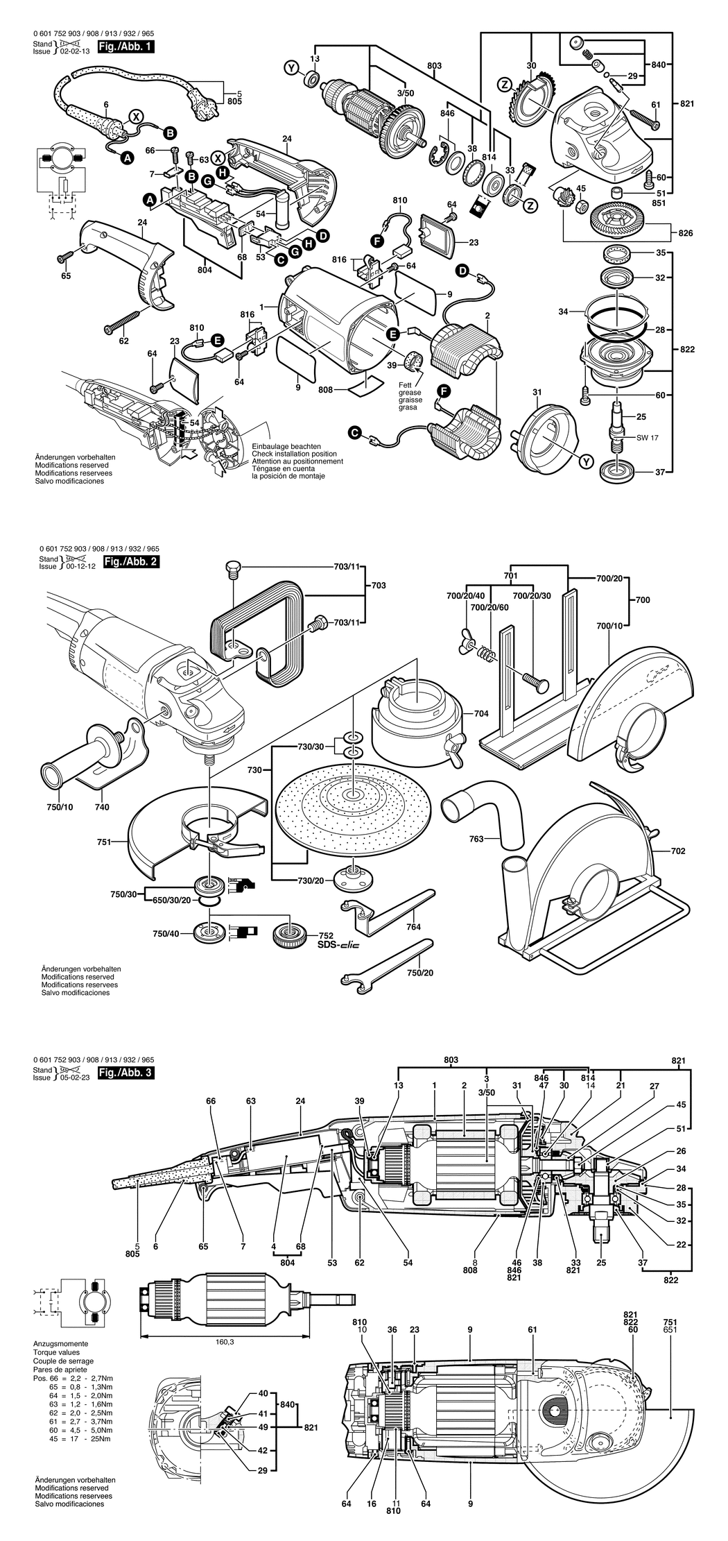 Bosch GWS 20-230 J / 0601752903 / EU 230 Volt Spare Parts