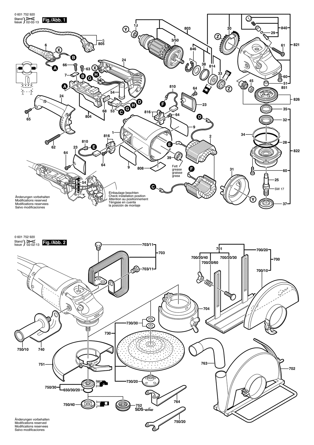 Bosch GWS 230 J / 0601752920 / EU 230 Volt Spare Parts