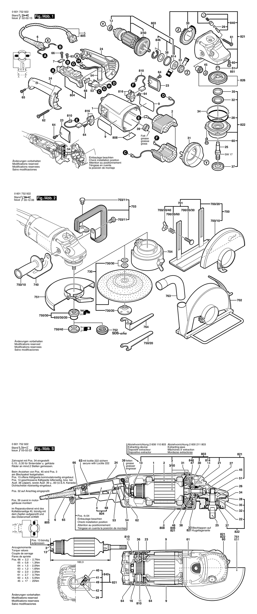 Bosch GWS 2000-23 J / 0601752922 / EU 230 Volt Spare Parts