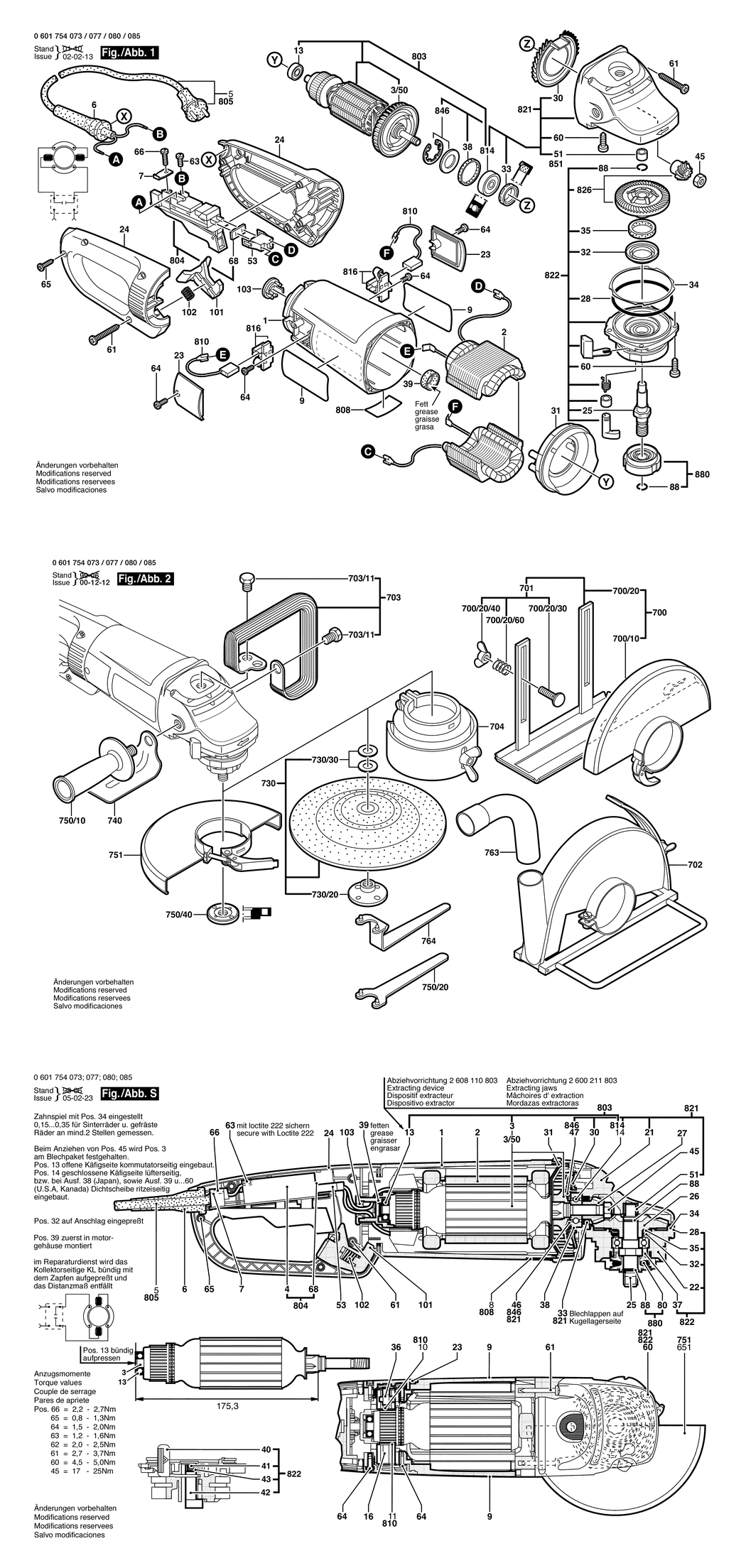 Bosch GWS 23-230 S / 0601754073 / EU 230 Volt Spare Parts