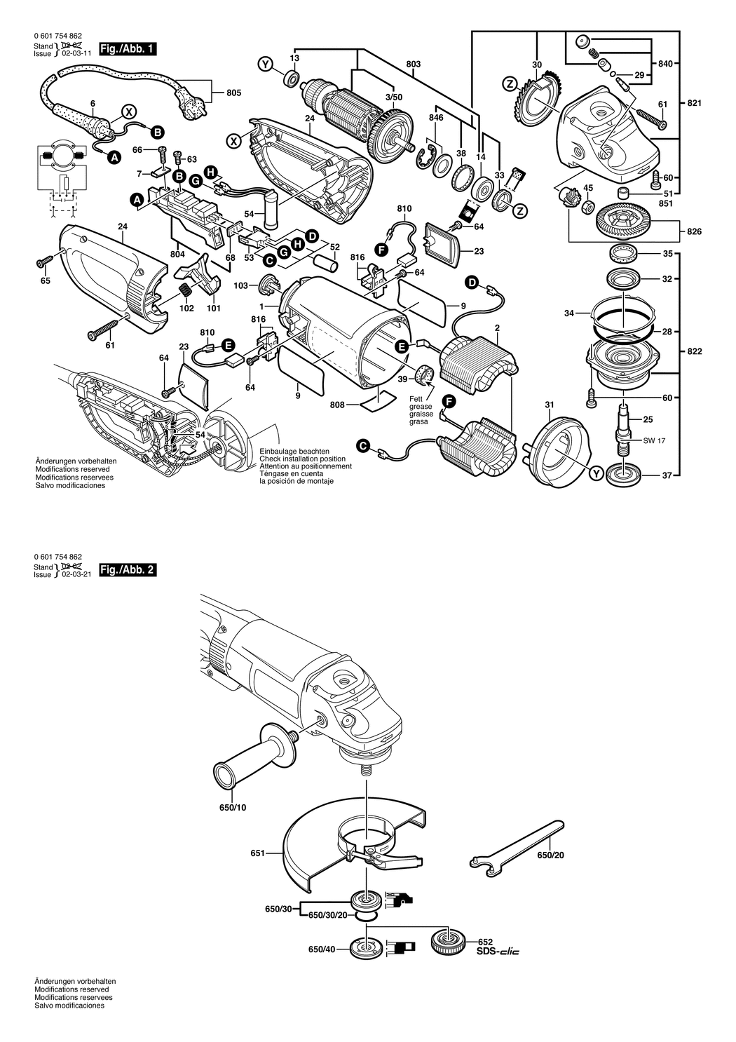 Bosch WKS 23-230 JS / 0601754862 / EU 230 Volt Spare Parts