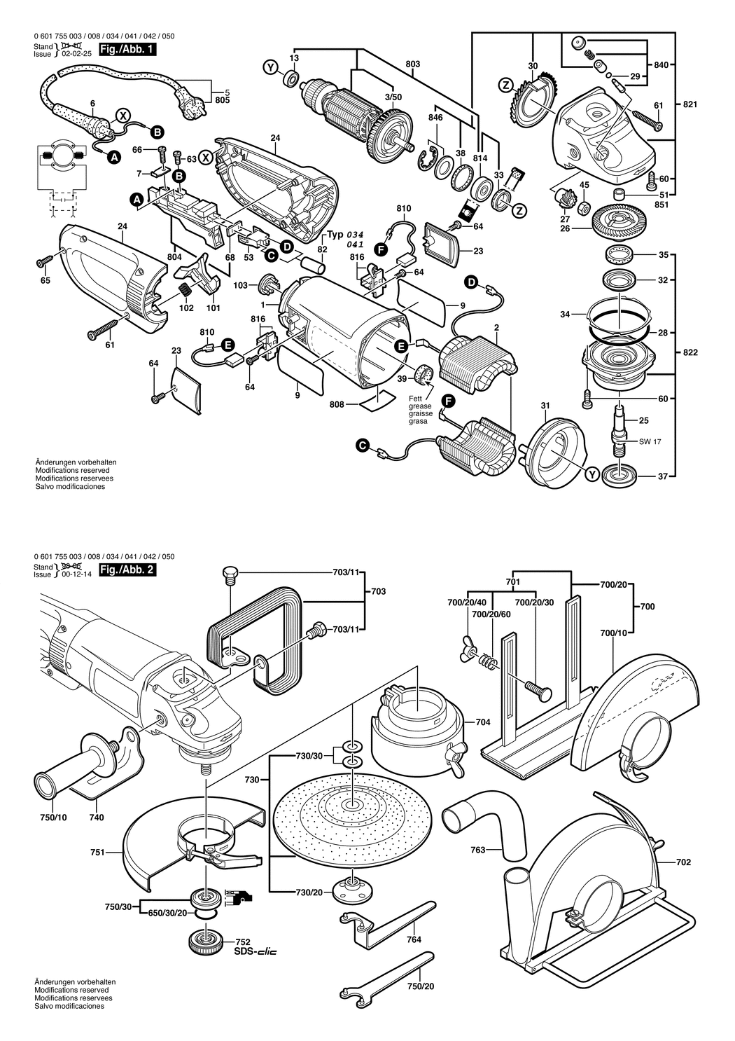 Bosch GWS 25-180 / 0601755003 / EU 230 Volt Spare Parts