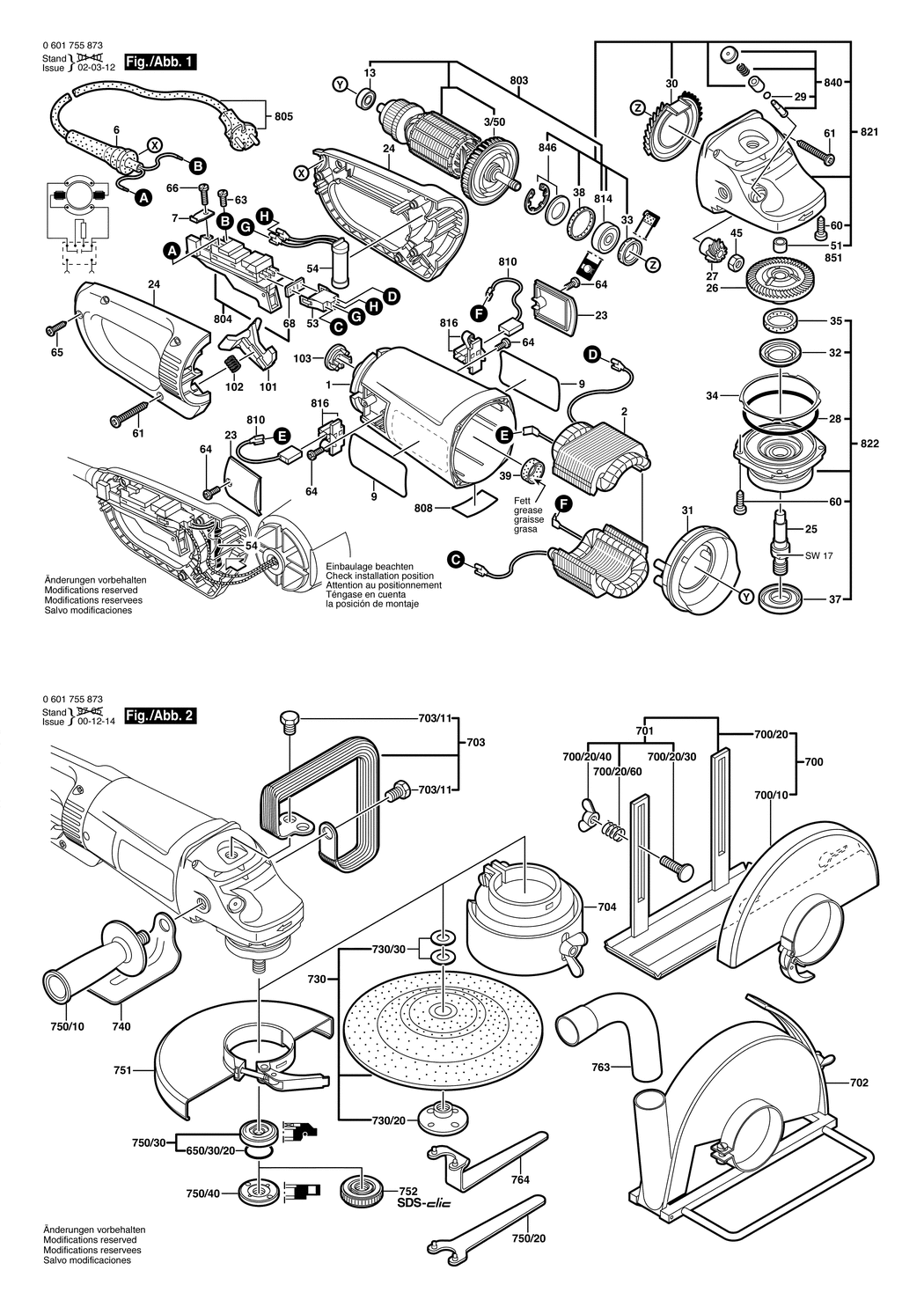 Bosch GWS 25-180 J / 0601755873 / EU 230 Volt Spare Parts