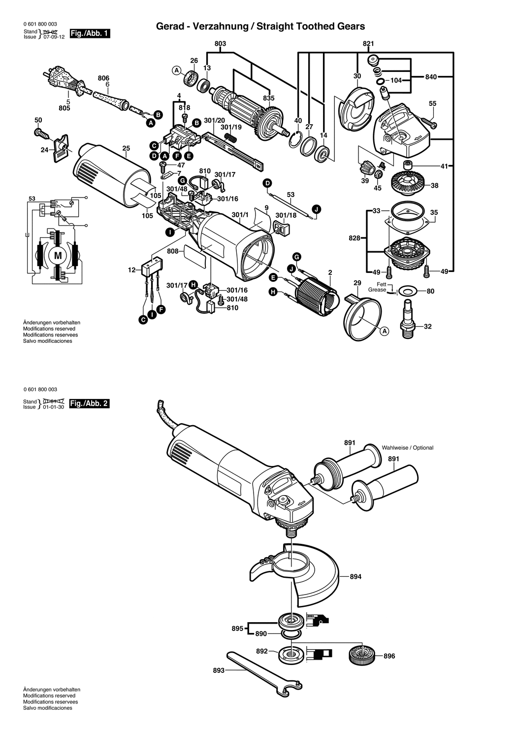 Bosch GWS 7-115 / 0601800003 / EU 230 Volt Spare Parts