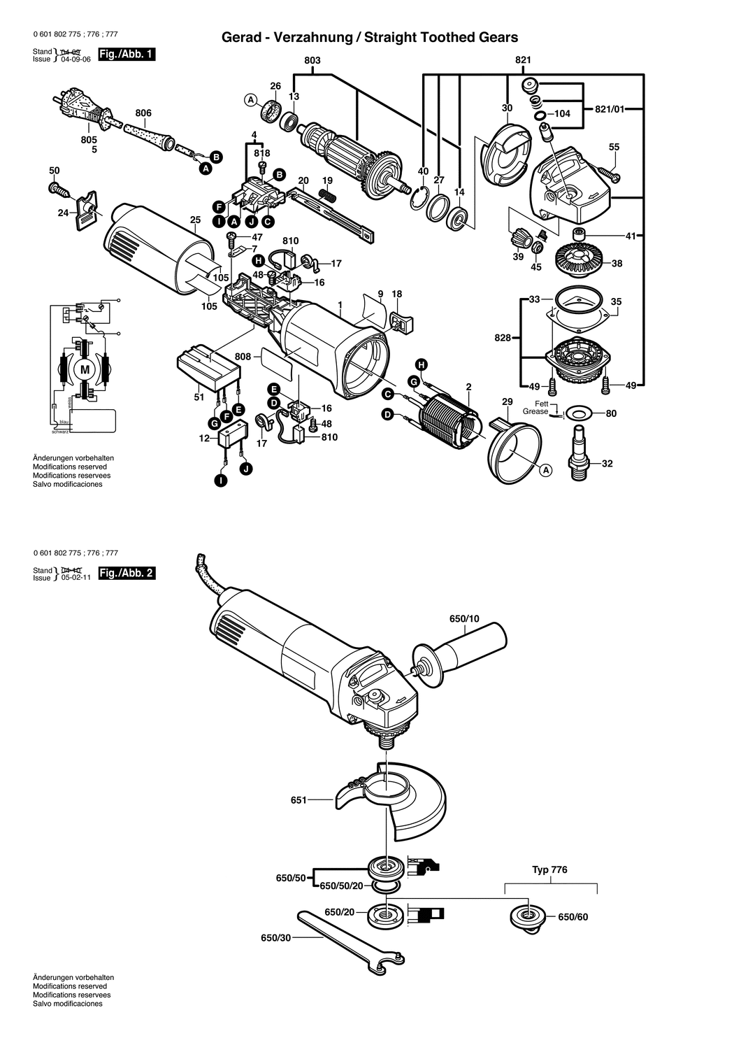 Bosch EWS 125 / 0601802775 / EU 230 Volt Spare Parts