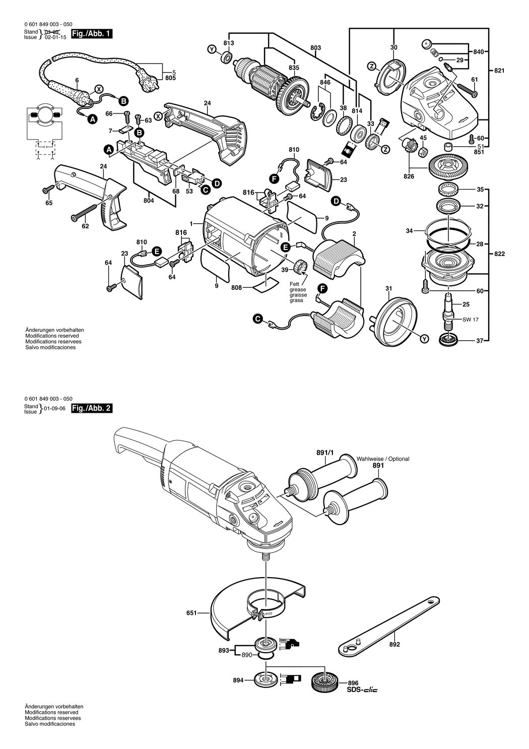 Bosch GWS 20-180 H / 0601849003 / EU 230 Volt Spare Parts