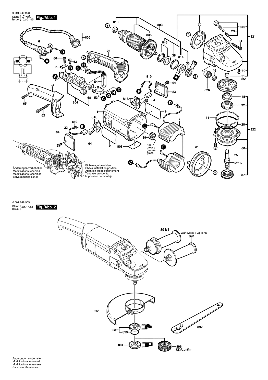 Bosch GWS 20-180 JH / 0601849903 / EU 230 Volt Spare Parts