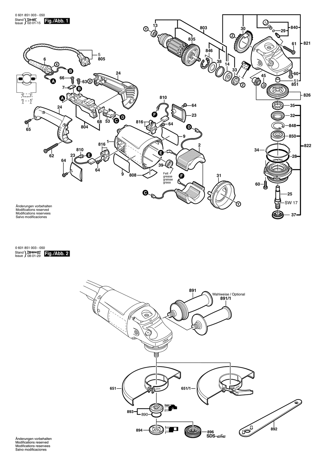 Bosch GWS 21-180 H / 0601851013 / D 230 Volt Spare Parts