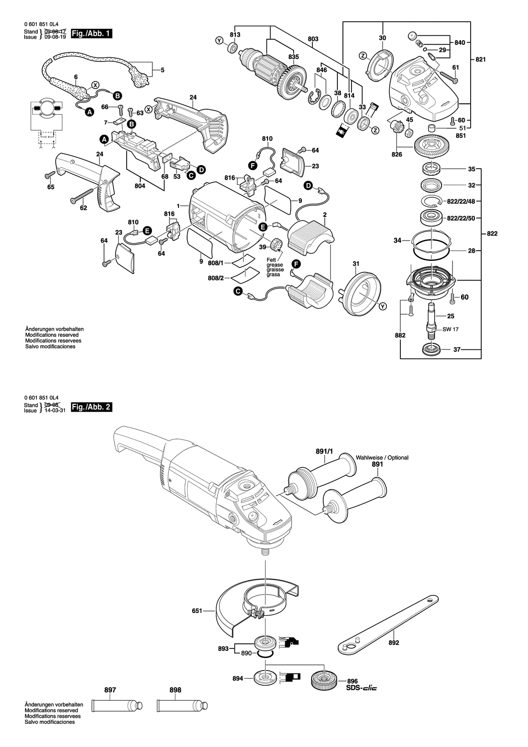 Bosch GWS 21-180 H / 06018510L4 / EU 230 Volt Spare Parts