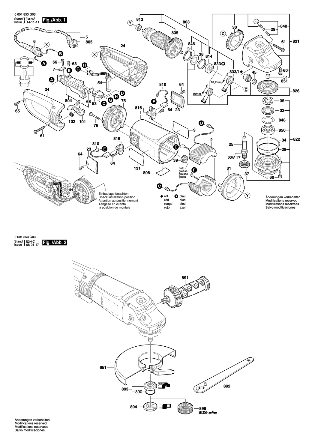 Bosch GWS 24-180 JBV / 0601853G03 / EU 230 Volt Spare Parts