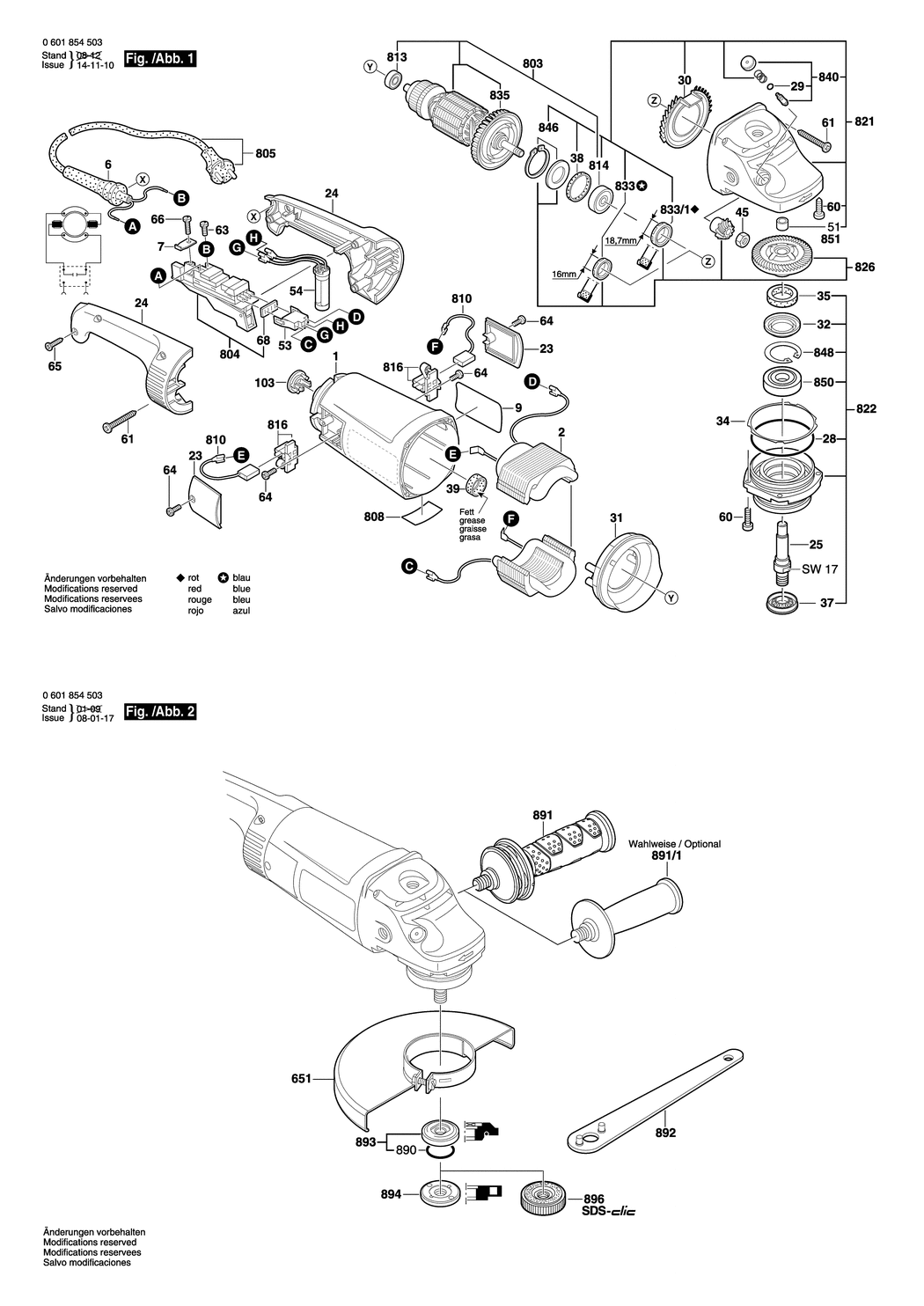 Bosch GWS 24-230 JH / 0601854503 / EU 230 Volt Spare Parts