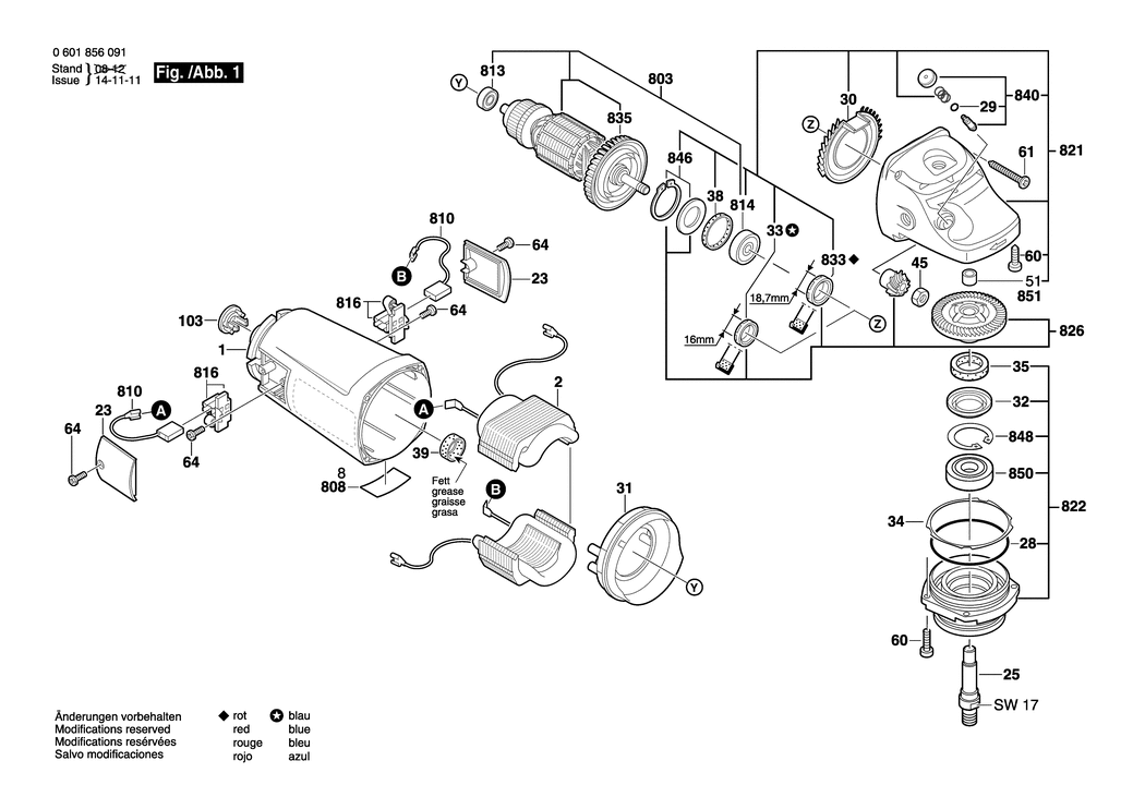 Bosch GWS 26-230 JB / 0601856091 / EU 230 Volt Spare Parts