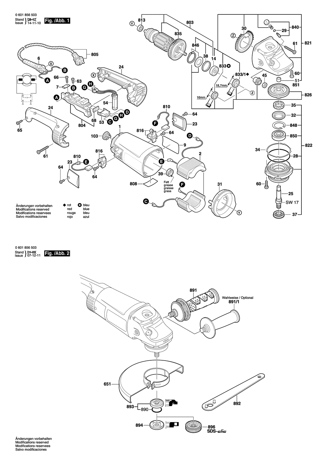 Bosch GWS 26-230 JH / 0601856503 / EU 230 Volt Spare Parts