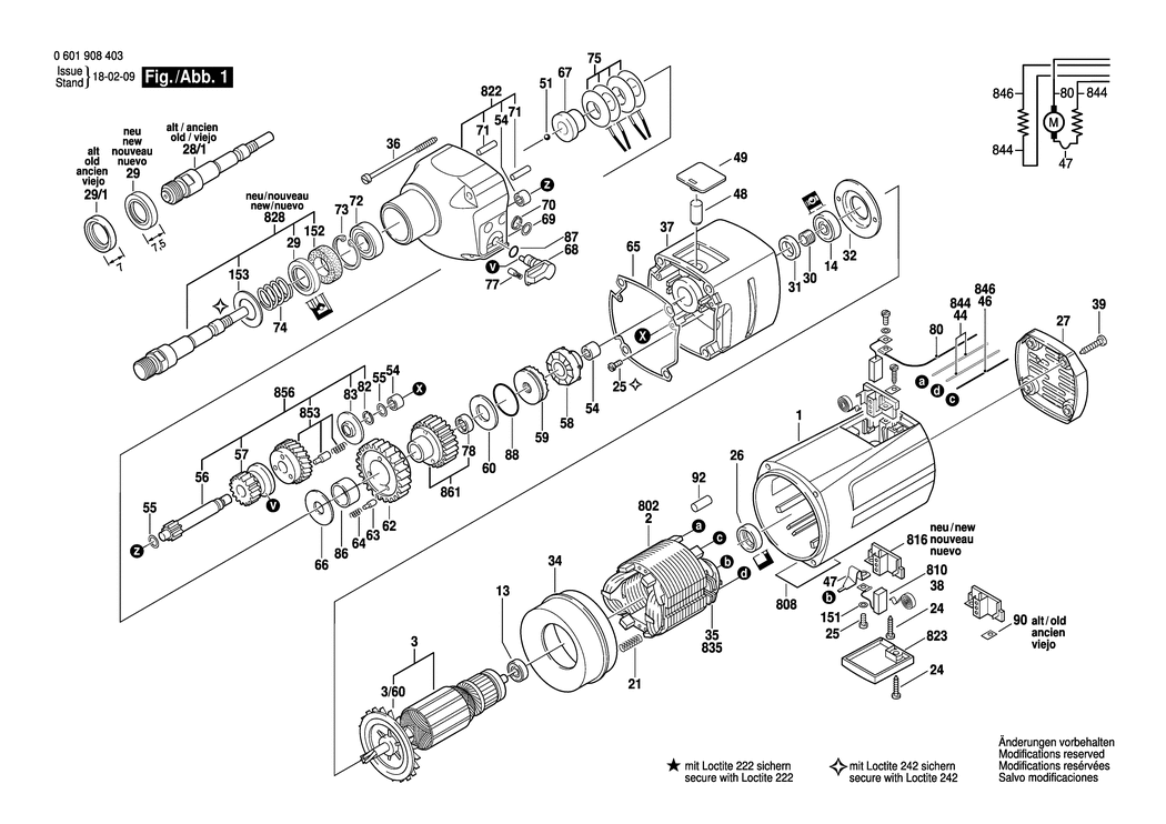 Bosch 1908 / 0601908403 / EU 220 Volt Spare Parts