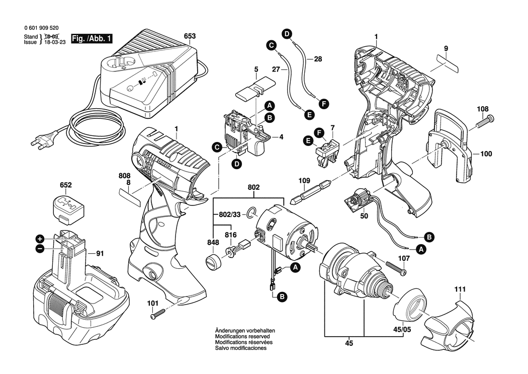 Bosch GDR 12 V / 0601909521 / EU 12 Volt Spare Parts