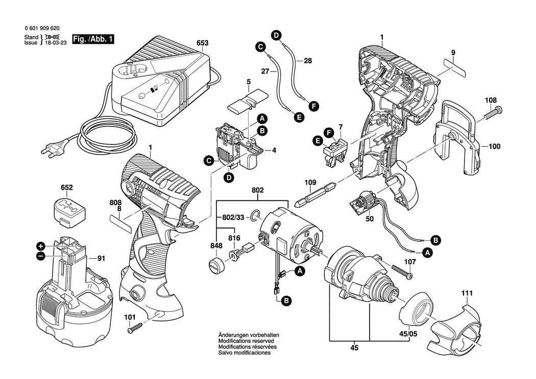 Bosch GDR 9.6 V / 0601909621 / EU 9.6 Volt Spare Parts