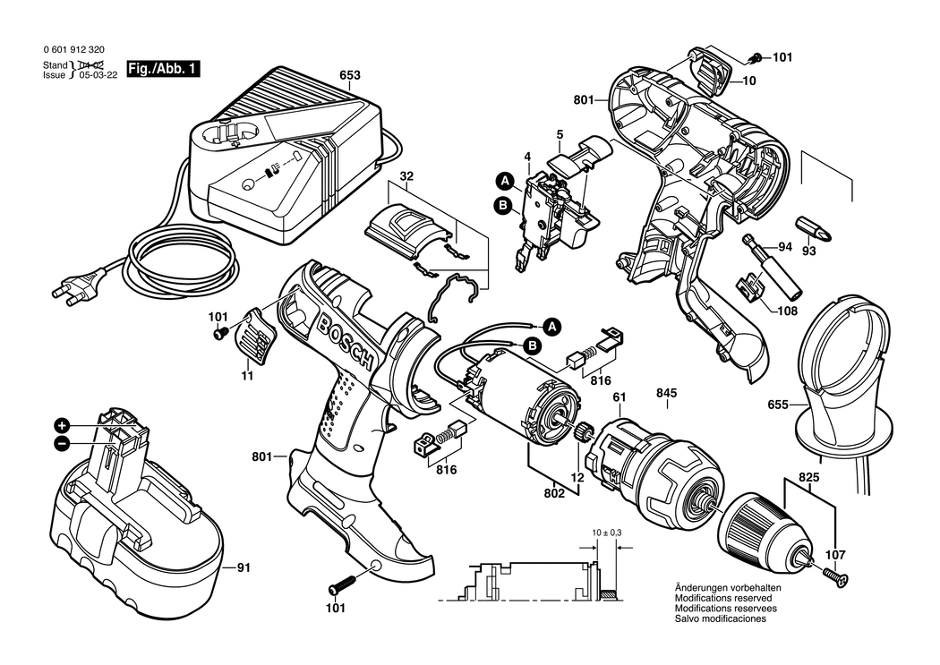 Bosch GSR 18 VE-2 / 0601912320 / EU 18 Volt Spare Parts