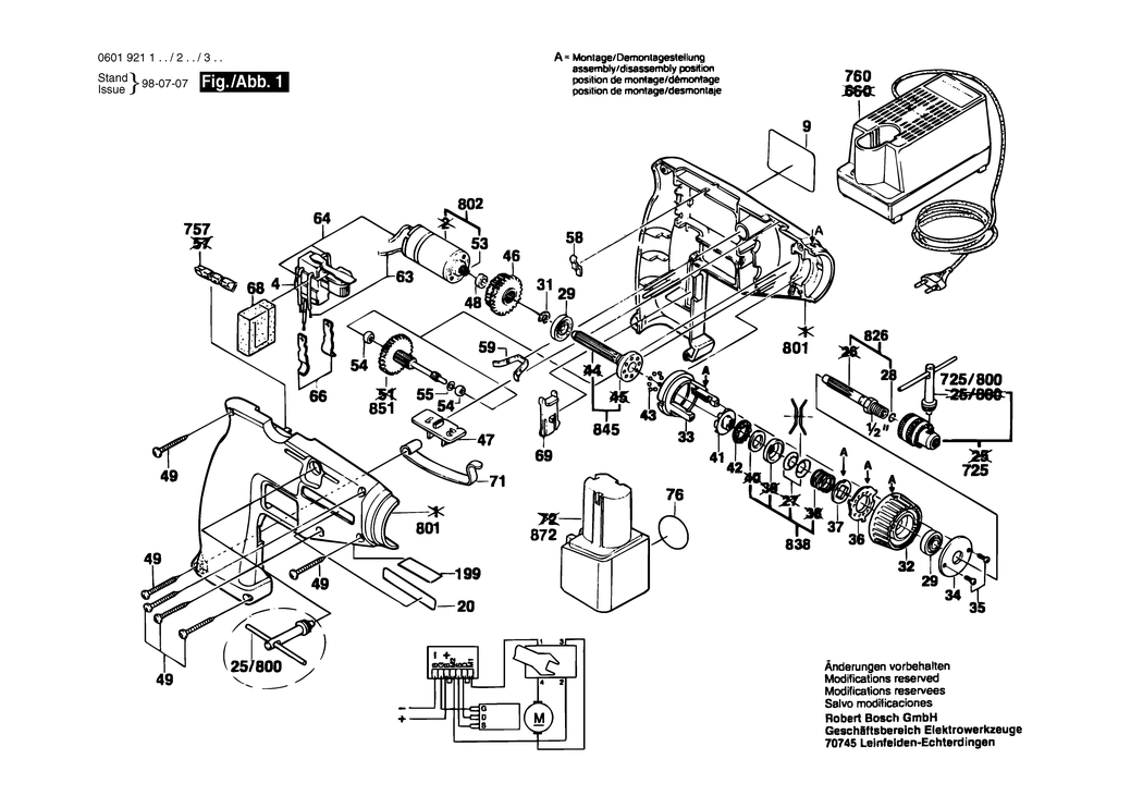 Bosch GSR 9.6 V / 0601921103 / EU 9.6 Volt Spare Parts